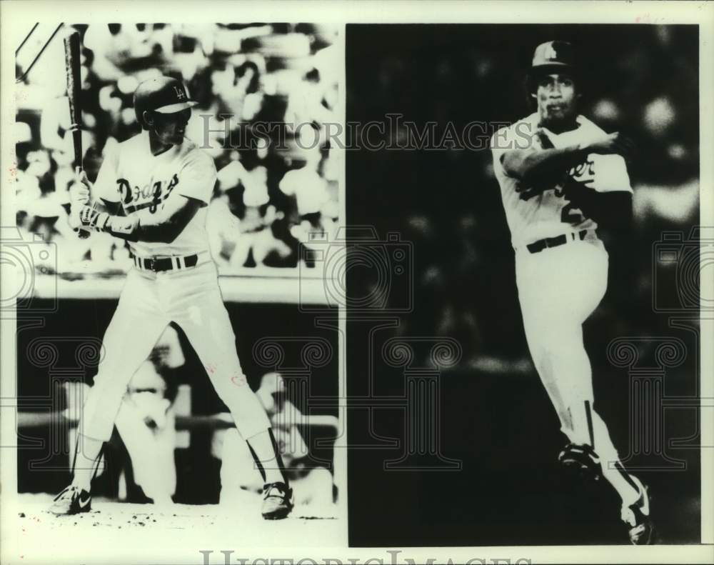 1987 Press Photo Dodgers' Steve Sax & Mariano Duncan showcased on NBC game.- Historic Images