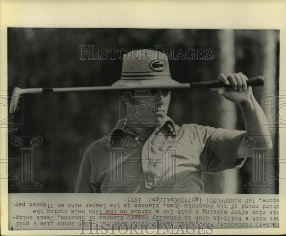 1973 Press Photo Homero Blancas after missing a birdie putt at Monsanto Open.- Historic Images