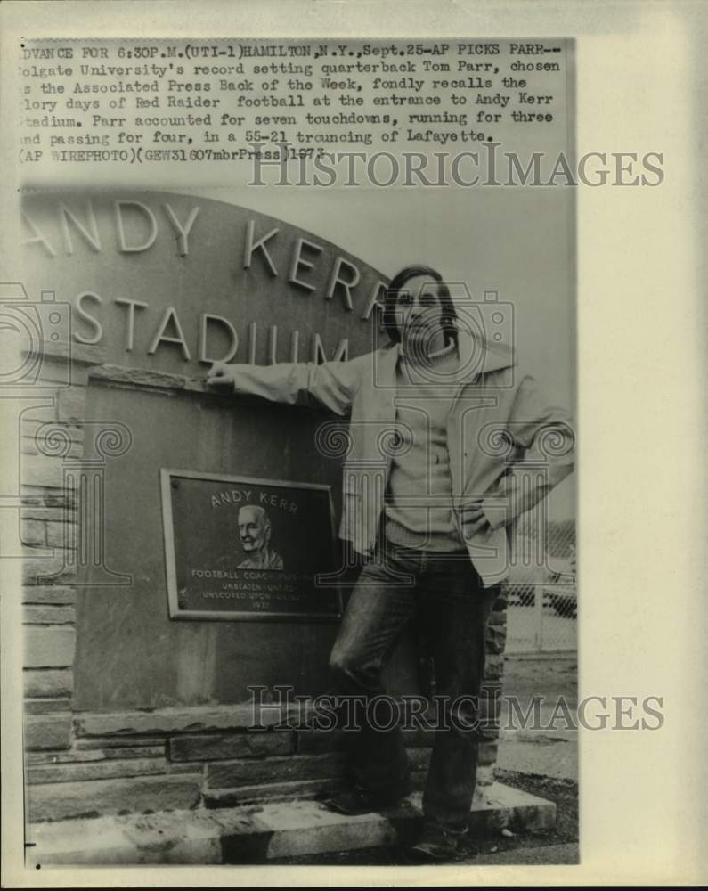 1973 Press Photo Colgate&#39;s quarterback Tom Parr named AP Back of the Week.- Historic Images