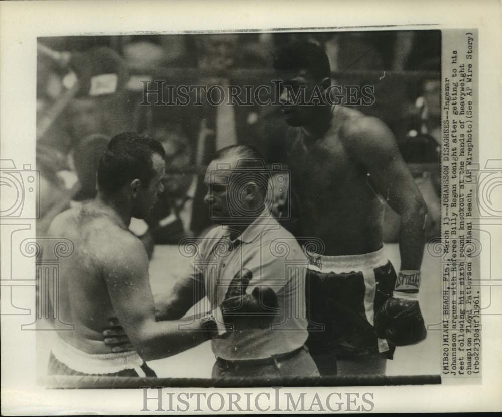 1961 Press Photo Boxer Ingemar Johansson in a bout with Floyd Patterson in Miami- Historic Images