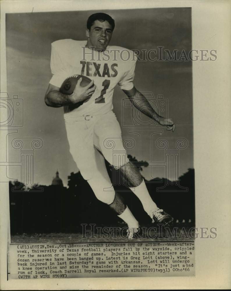 1966 Press Photo University of Texas football player Greg Lott - hcs14660- Historic Images