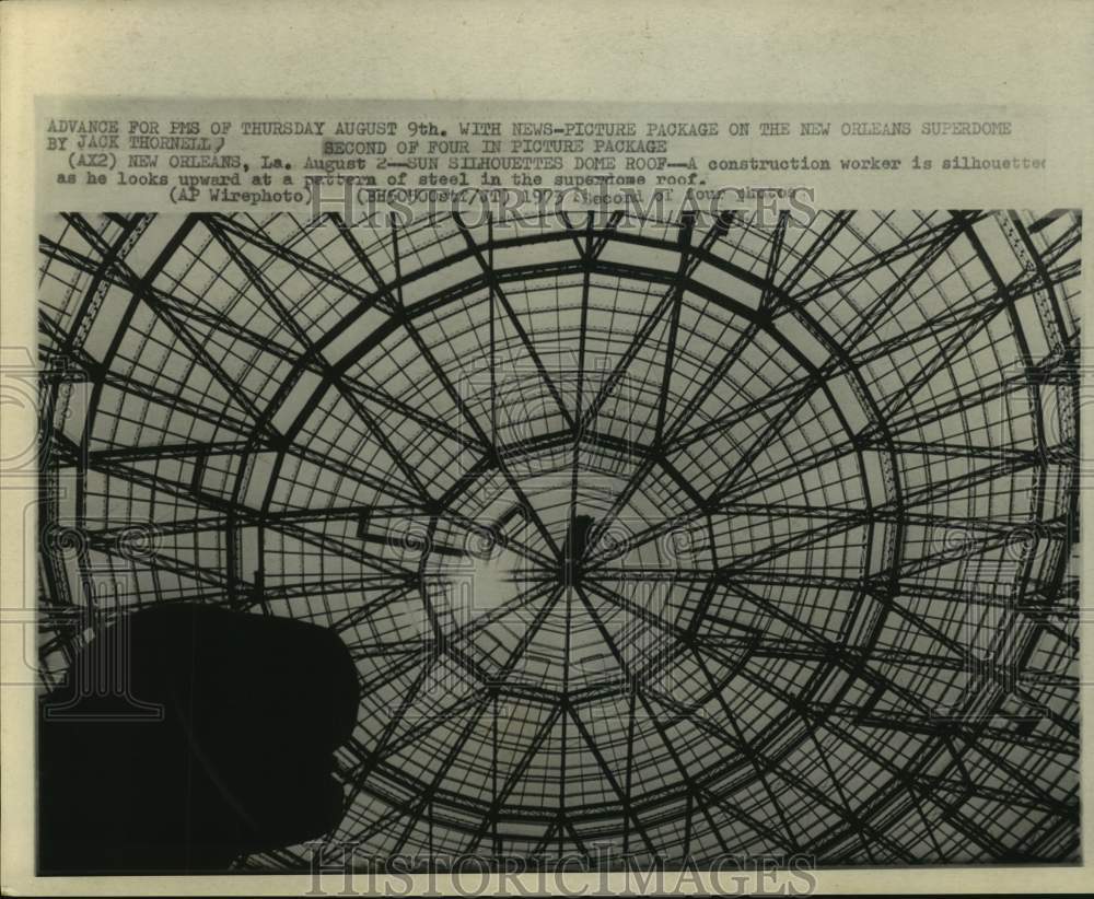 1973 Press Photo Steel framework of New Orleans Super Dome under construction- Historic Images