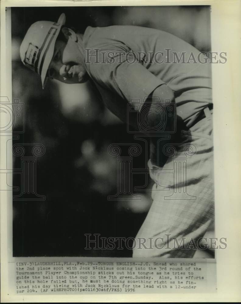 J.C. Snead sticks out his tongue on a Fort Lauderdale, FL golf course- Historic Images