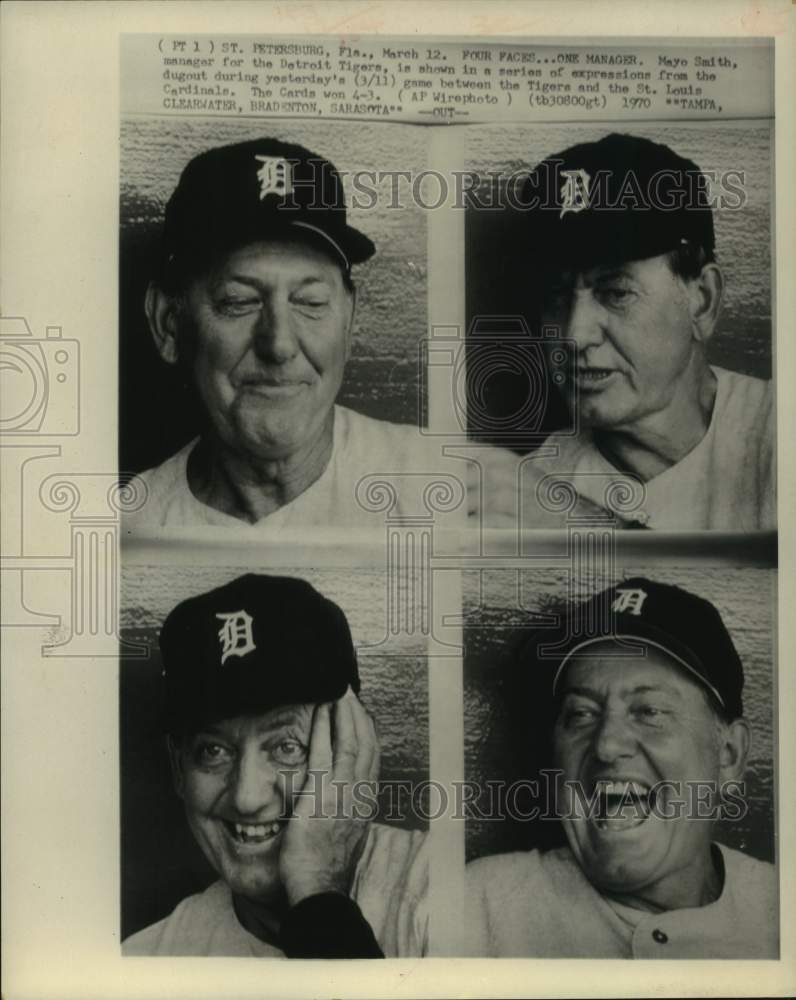 1970 Press Photo Four faces...One Manager: Mayo Smith of the Detroit Tigers.- Historic Images