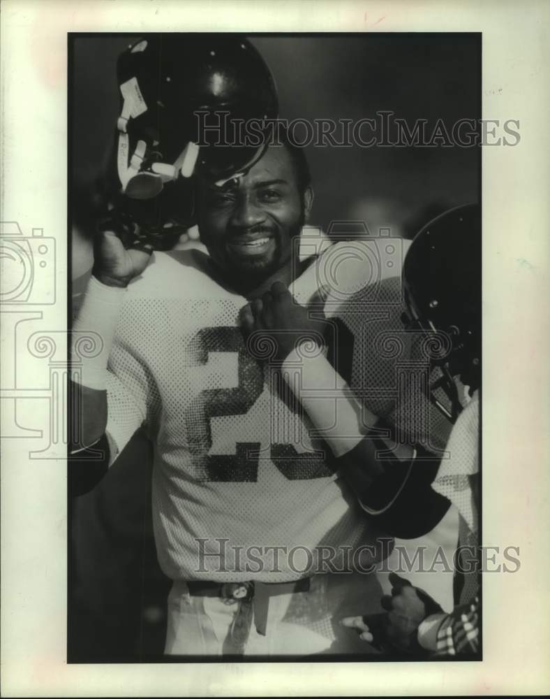 1985 Press Photo Houston Gamblers&#39; running back Sam Harrell. - hcs17773- Historic Images