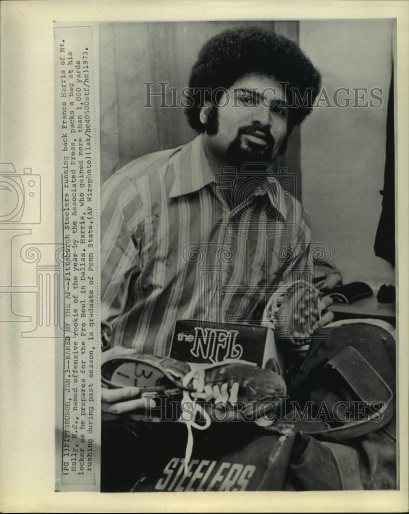 1973 Press Photo Pittsburgh Steelers football running back Franco Harris- Historic Images