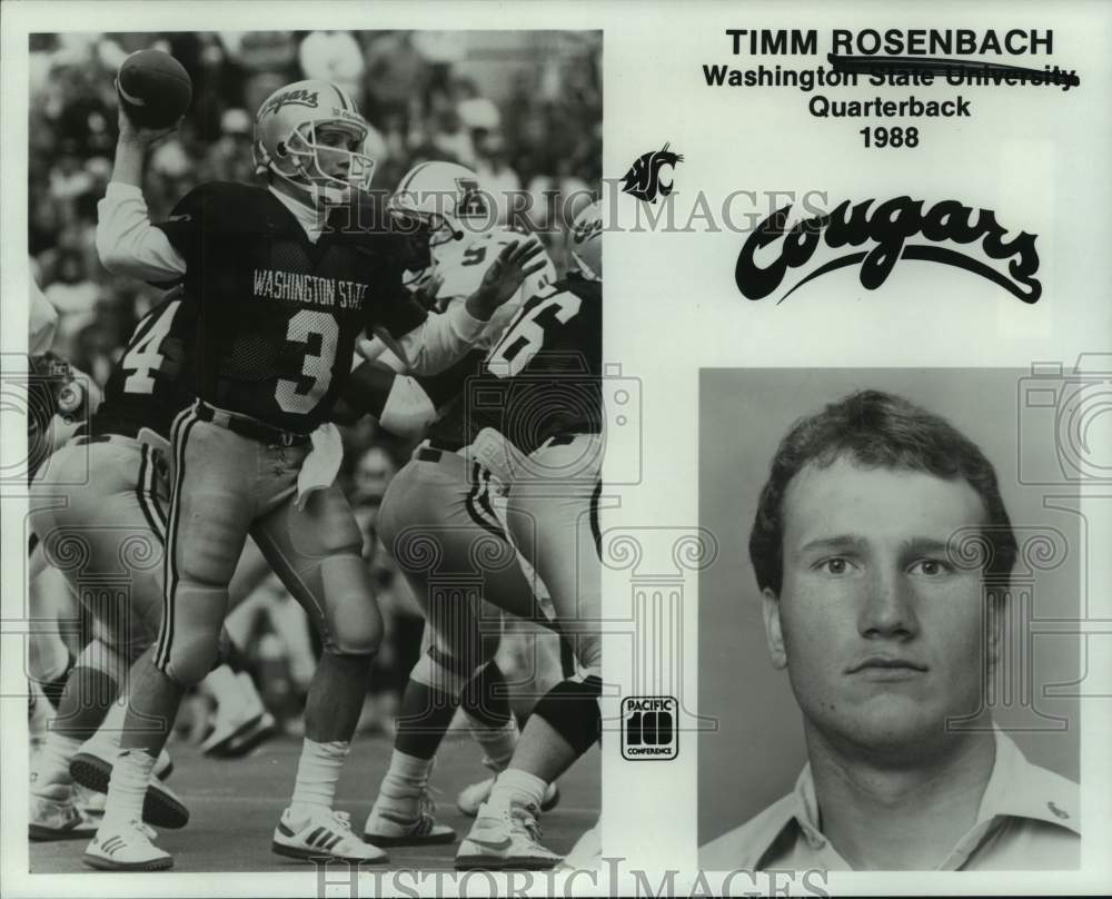 1988 Press Photo Two photos of Washington State football QB Timm Rosenbach- Historic Images