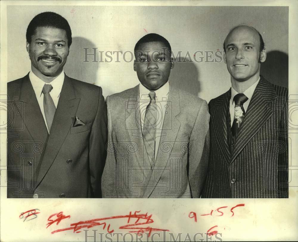 1982 Press Photo Houston sports figures: Ricky Pierce, Carl Lewis and Art Howe.- Historic Images