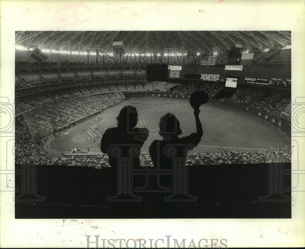 1986 Press Photo Houston Astros baseball fans sit in upper deck watching game- Historic Images