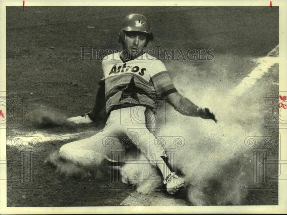 1979 Press Photo Houston Astros&#39; Craig Reynolds slides at home to score a run.- Historic Images