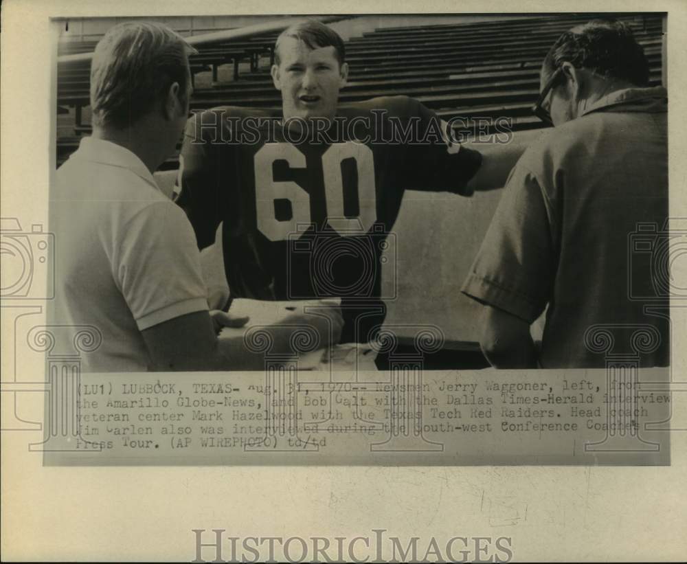 1970 Press Photo Texas Tech center Mark Hazelwood interviewed in Lubbock, TX.- Historic Images