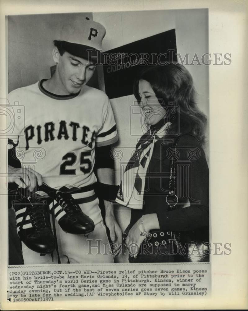 1971 Press Photo Pittsburgh Pirates baseball pitcher Bruce Kison & fiance Anna- Historic Images