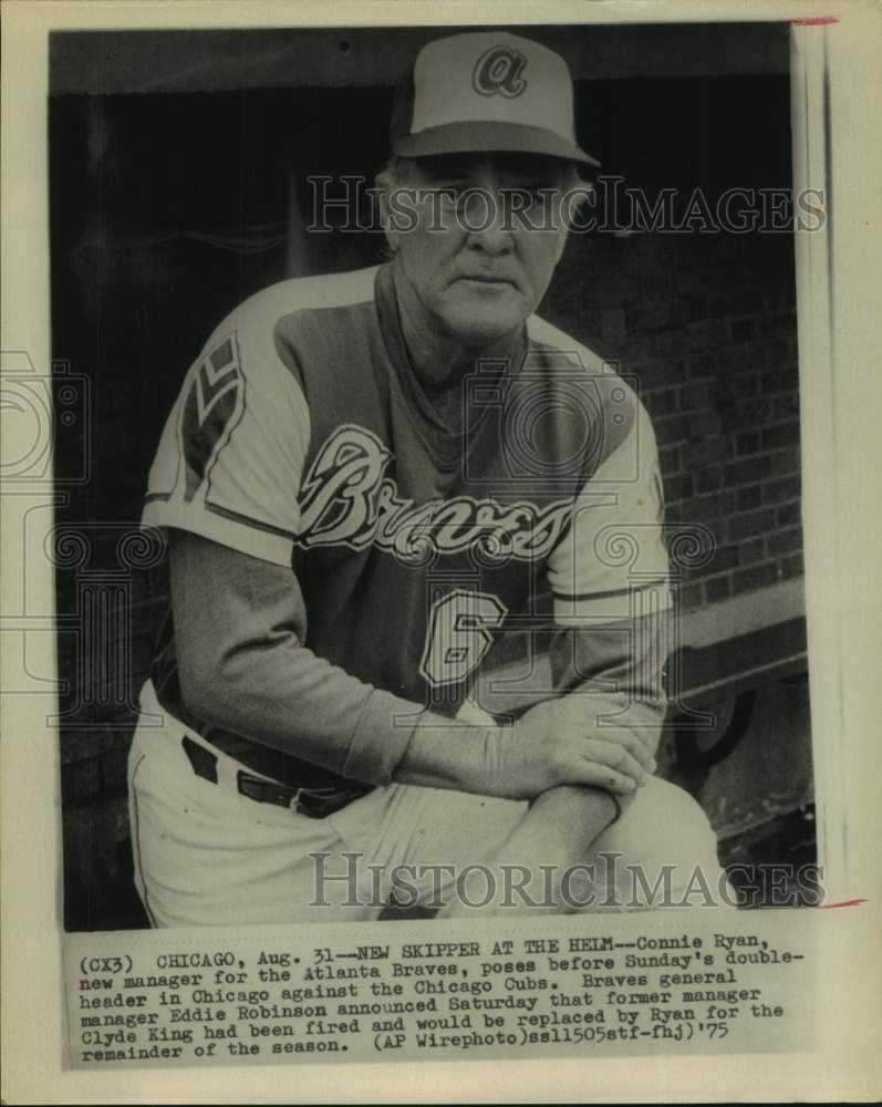 1975 Press Photo Atlanta Braves name Connie Ryan new team manager. - hcs19098- Historic Images