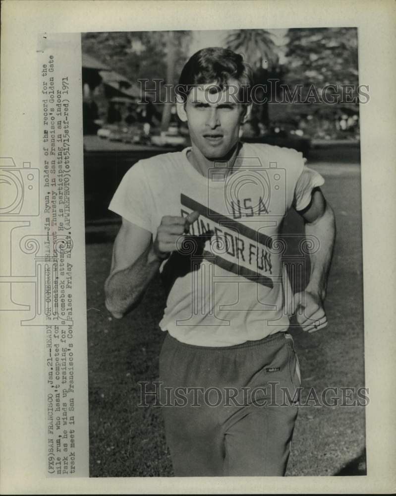 1971 Press Photo Miler Jim Ryun during workout says he&#39;s ready for comeback.- Historic Images