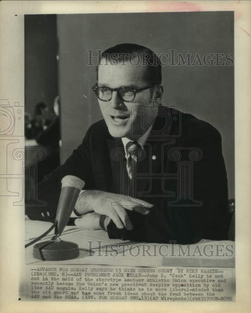 1970 Press Photo John B. &quot;Jack&quot; Kelly is new AAU president despite opposition.- Historic Images