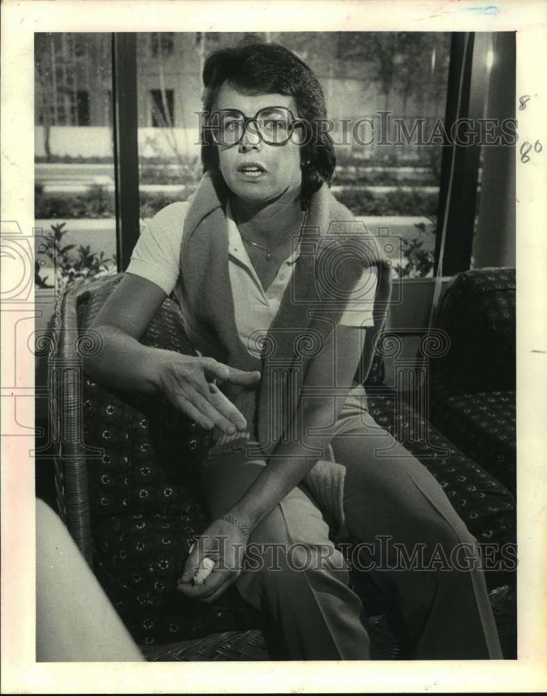 1980 Press Photo Tennis star Billie Jean King now a tennis TV commentator- Historic Images