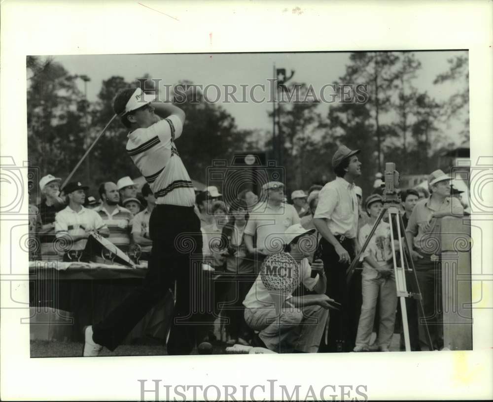 1989 Press Photo Kenny Perry shows his championship-winning swing - hcs19619- Historic Images