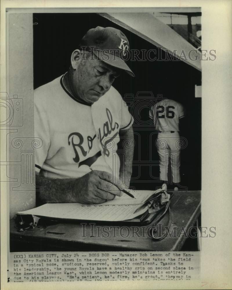 1971 Press Photo Royals manager Bob Lemon pleased at 2nd place in AL West.- Historic Images