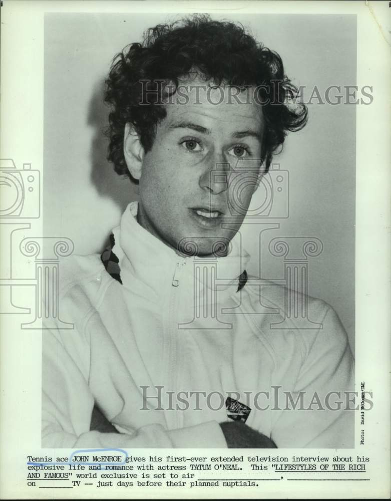 1986 Press Photo John McEnroe featured on &quot;Lifestyles of the Rich and Famous&quot;- Historic Images