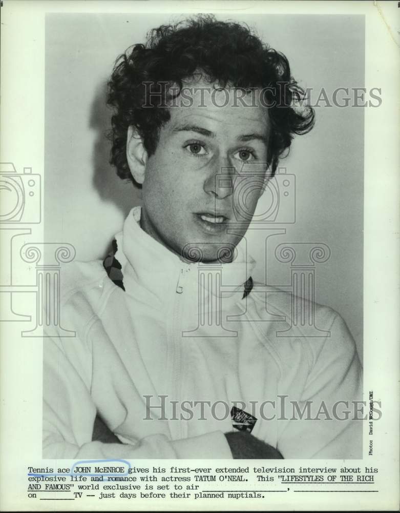 1986 Press Photo John McEnroe featured on "Lifestyles of the Rich and Famous"- Historic Images
