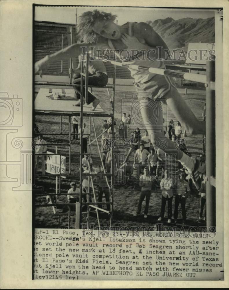 1972 Press Photo Swedish pole vaulter Kjell Issakson ties world vaulting record.- Historic Images