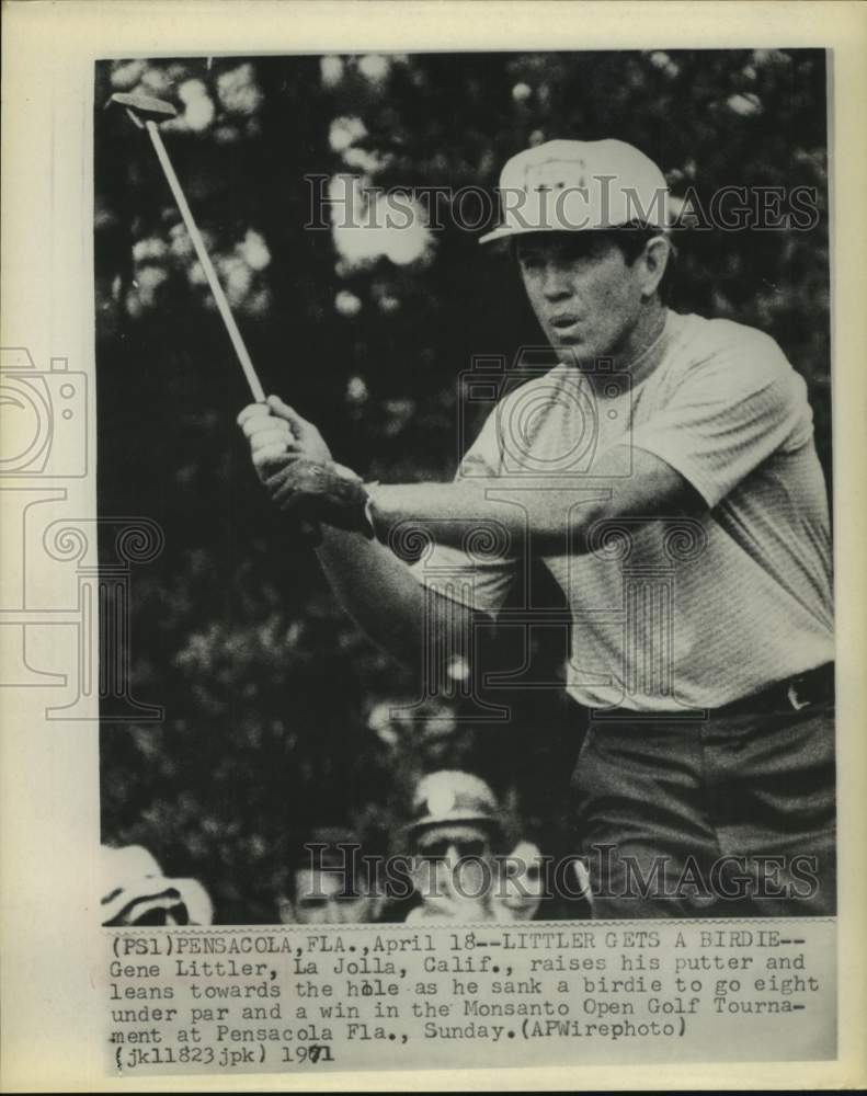 1971 Press Photo Gene Littler is 8 under par for win in Monsanto Open, Pensacola- Historic Images