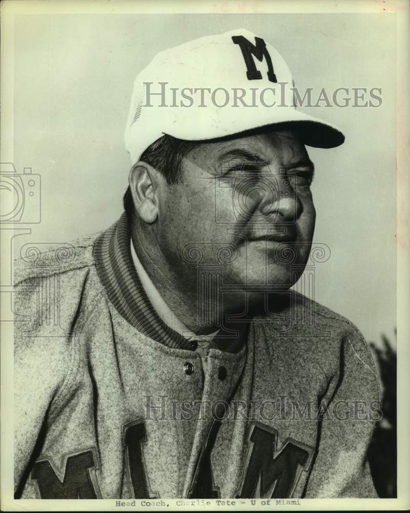 1969 Press Photo University of Miami football Charlie Tate looks on- Historic Images