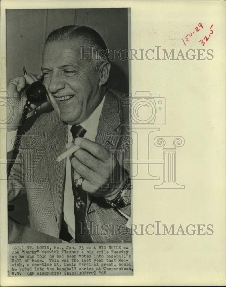 1968 Press Photo Cardinals&#39; great Joe &quot;Ducky&quot; Medwick voted into Hall of Fame.- Historic Images