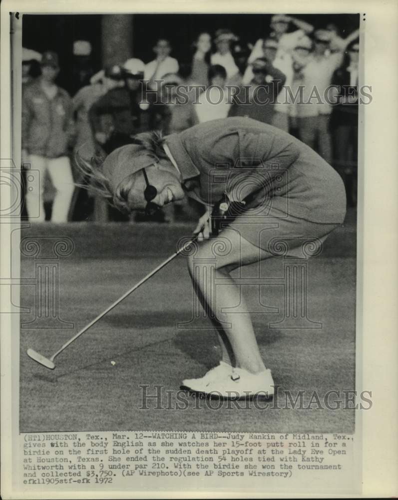 1972 Press Photo Golfer Judy Rankin at Lady Eve Open at Houston, Texas- Historic Images