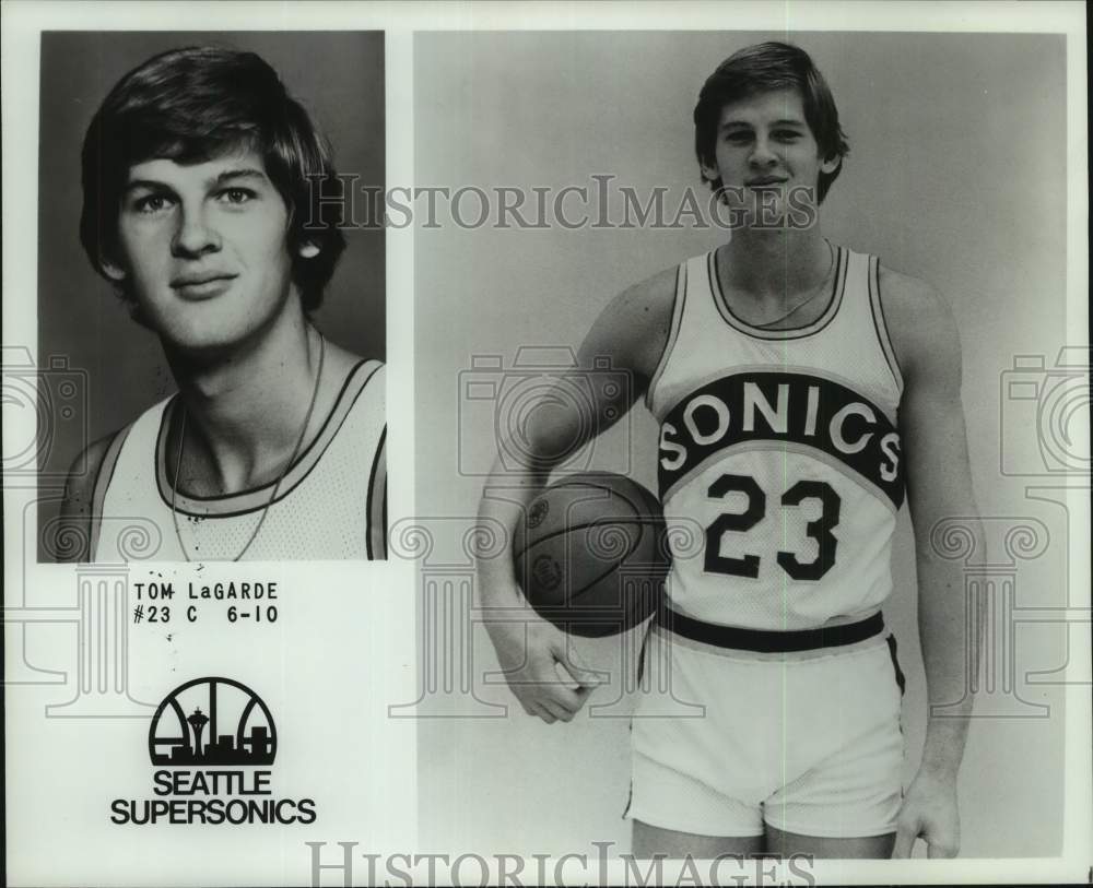 1979 Press Photo Seattle Supersonics center Tom LaGarde, 6'10" - hcs21292- Historic Images