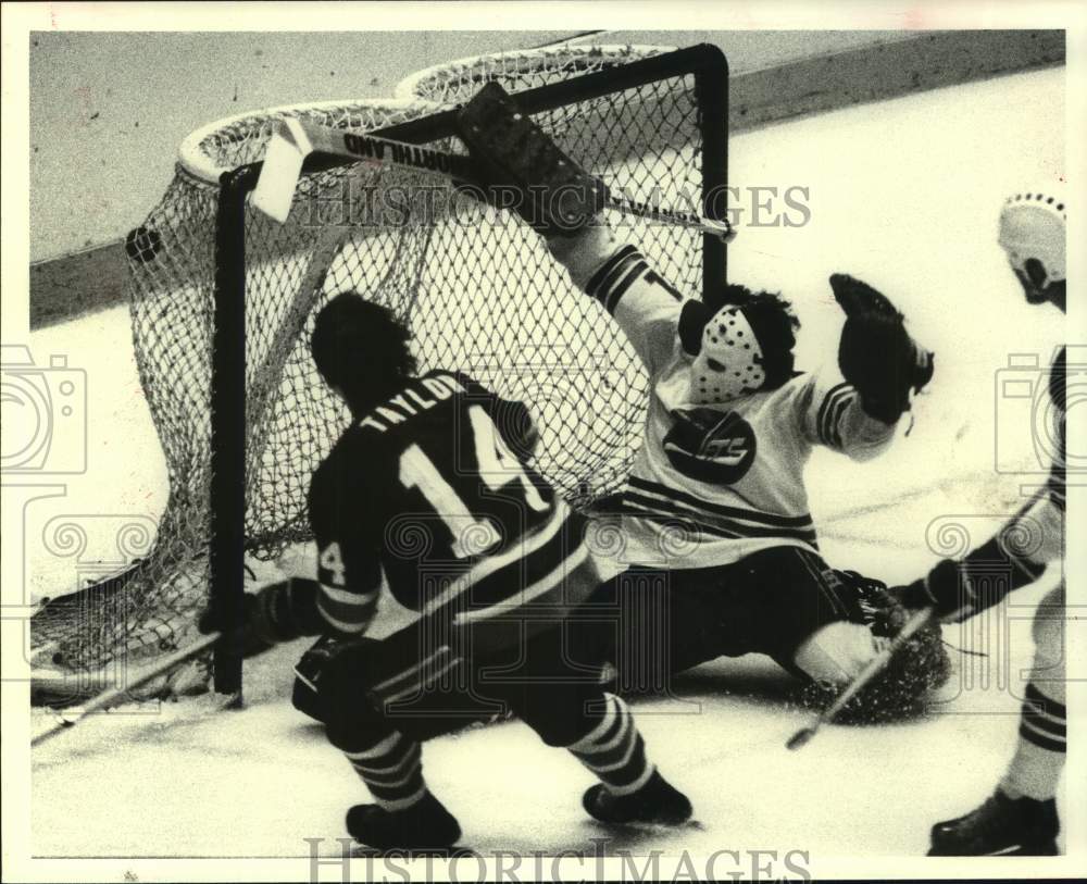 1978 Press Photo Houston Aeros&#39; Ted Taylor scores a goal. - hcs21358- Historic Images