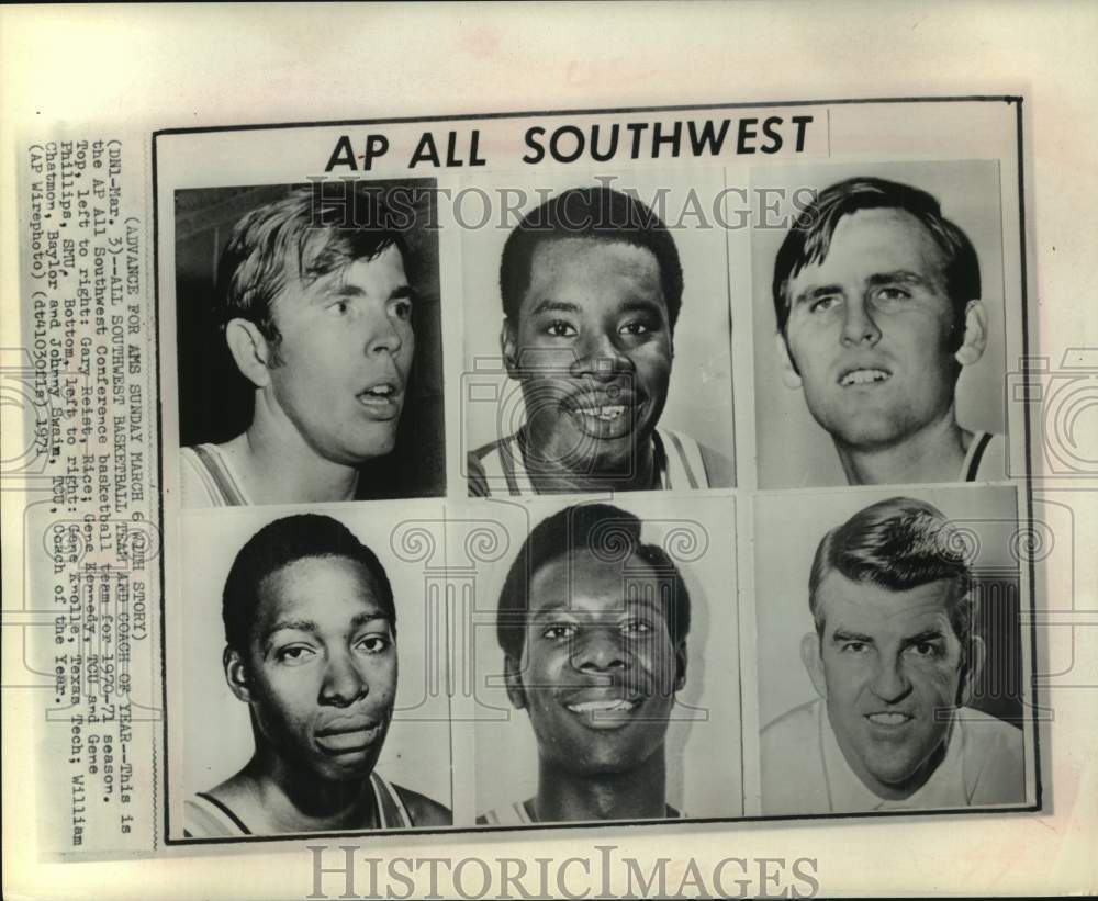 1971 Press Photo AP All Southwest Conference basketball team &amp; of the Year- Historic Images