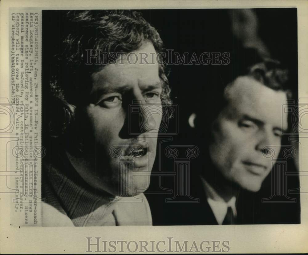 1973 Press Photo New 76ers Kevin Loughery & general manager Don DeJardin- Historic Images