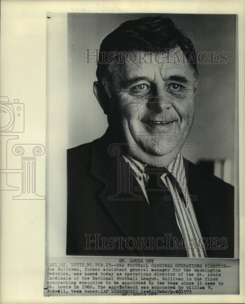 1973 Press Photo Joe Sullivan new operations director for St. Louis Cardinals- Historic Images