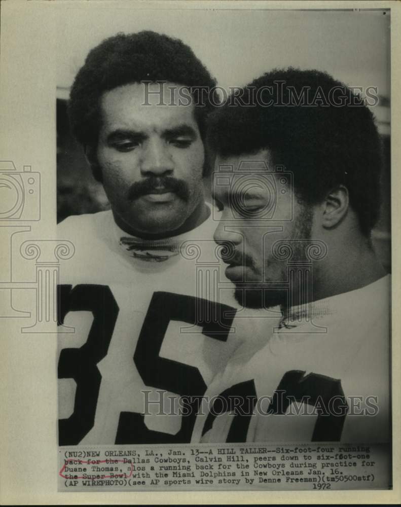 1972 Press Photo Dallas Cowboys football players Duane Thomas and Calvin Hill- Historic Images