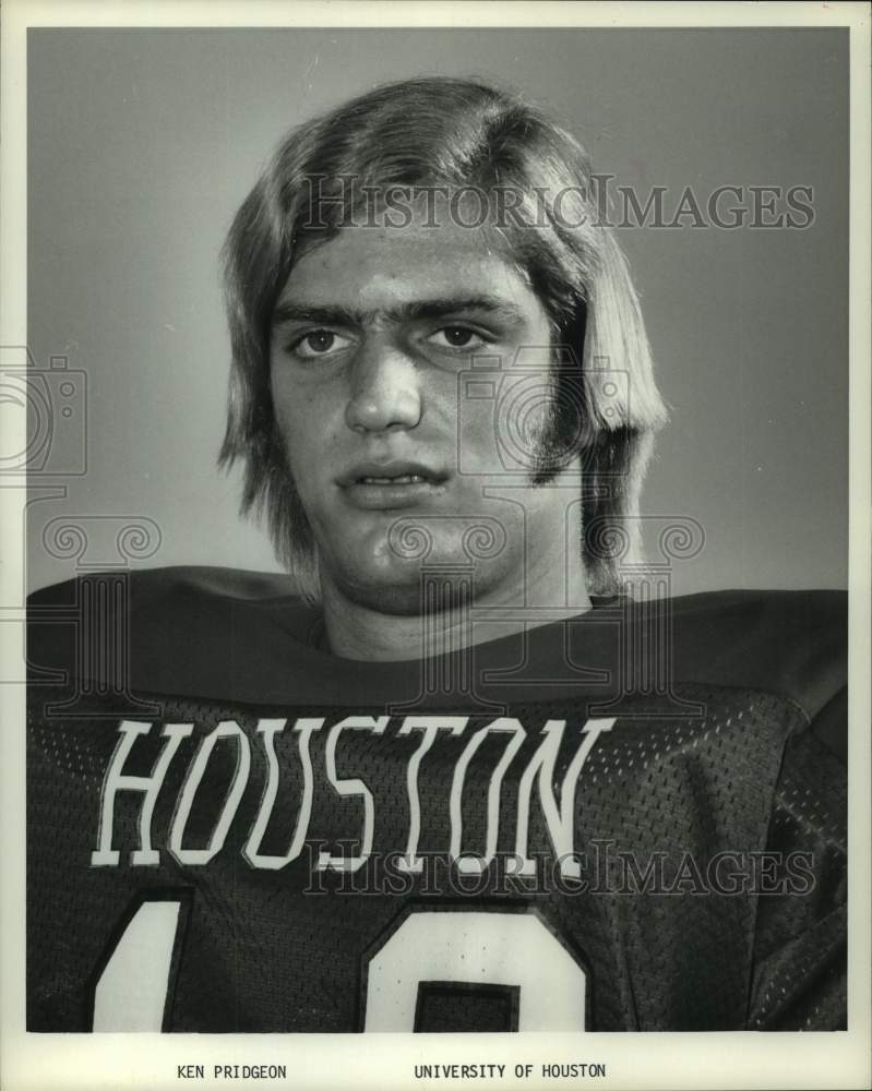 1977 Press Photo Close-up of U of Houston football player Ken Pridgeon- Historic Images