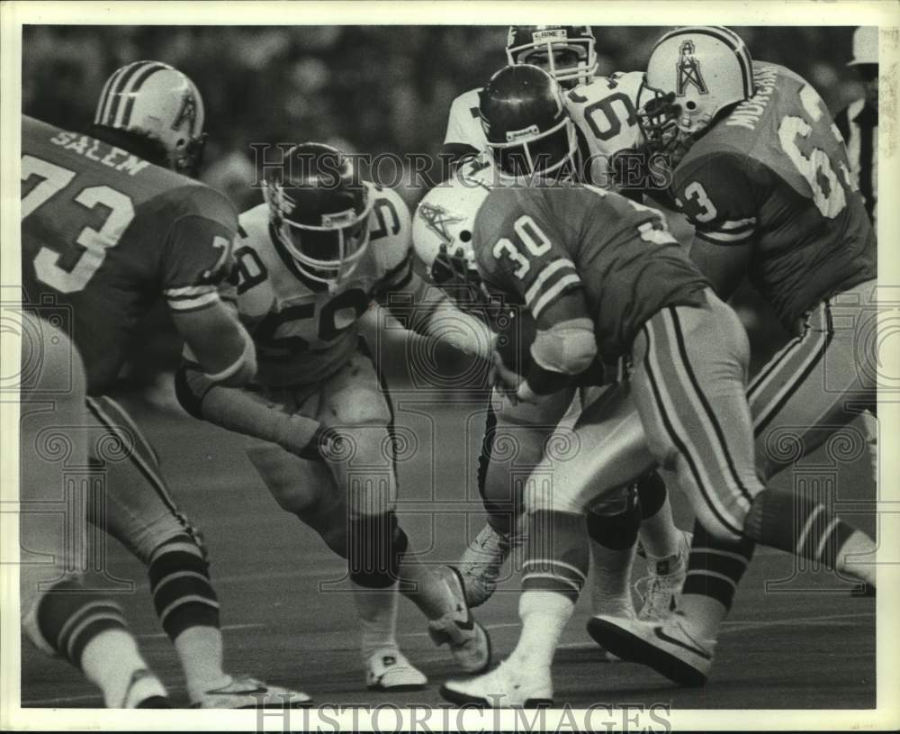 1984 Press Photo Houston Oilers running back Larry Moriarity vs. New York Jets- Historic Images