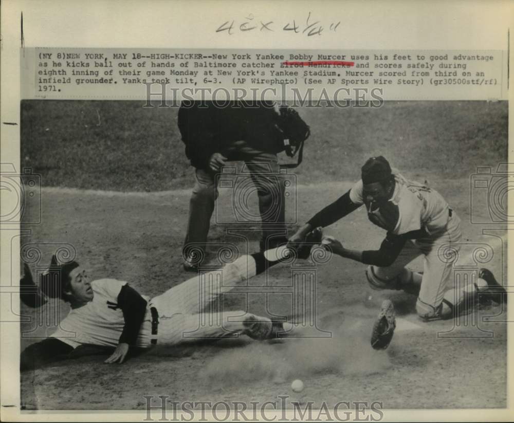 1971 Press Photo New York Yankees and Baltimore Orioles play baseball- Historic Images