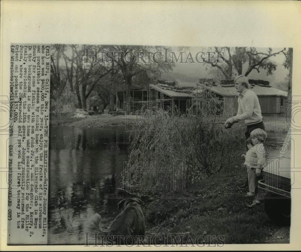 1974 Press Photo Golfer Johnny Miller with son John Jr. and daughter Kerry, CA- Historic Images