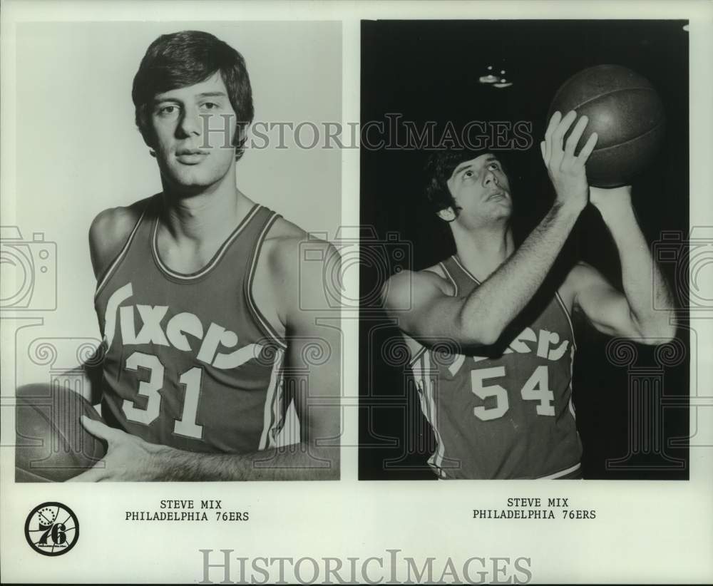 1974 Press Photo Steve Mix, power forward for the Philadelphia 76ers - hcs22679- Historic Images