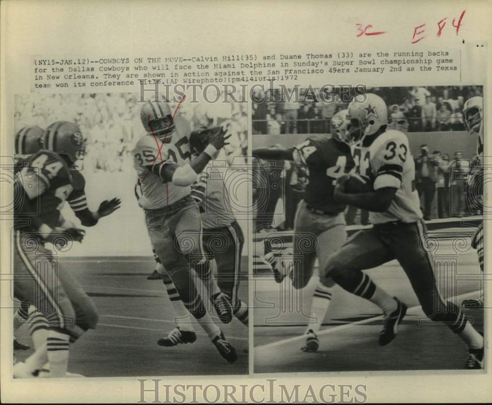 1972 Press Photo Dallas Cowboys football players Calvin Hill and Duane Thomas- Historic Images