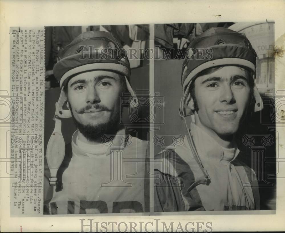 1970 Press Photo Horse racing jockey George Poole III at Hialeah, Florida- Historic Images