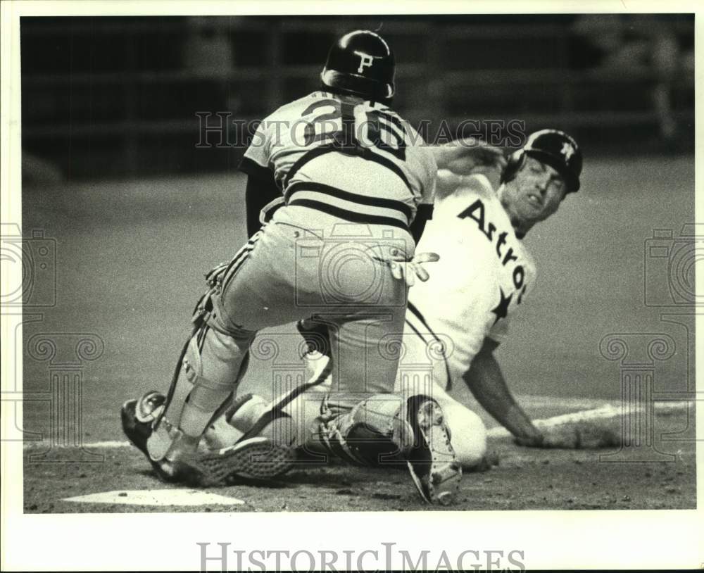 1987 Press Photo Houston Astros and Pittsburgh Pirates play baseball - hcs22899- Historic Images