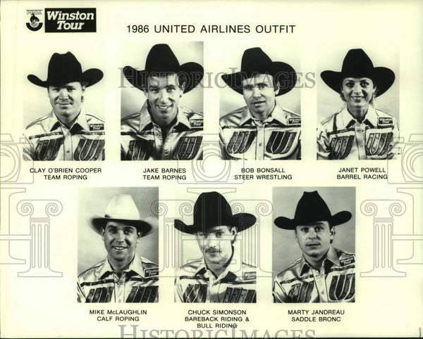 1986 Press Photo United Airlines Outfit members on the PRCA Winston ...