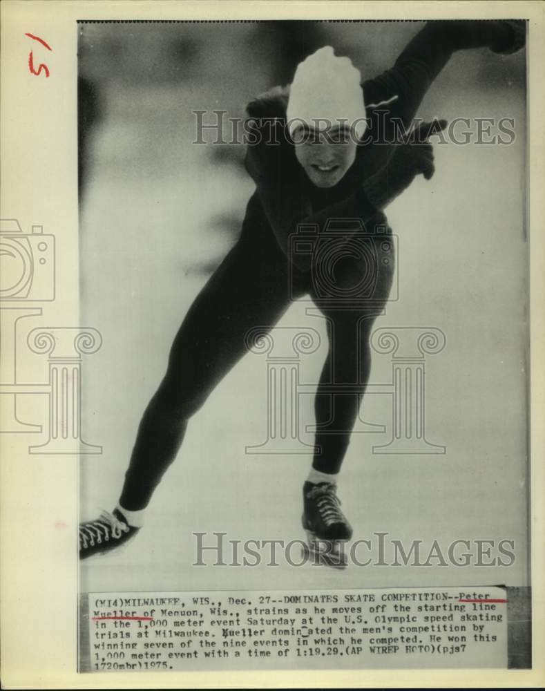 1975 Press Photo Speed skating champion Peter Mueller in Milwaukee, Wisconsin- Historic Images