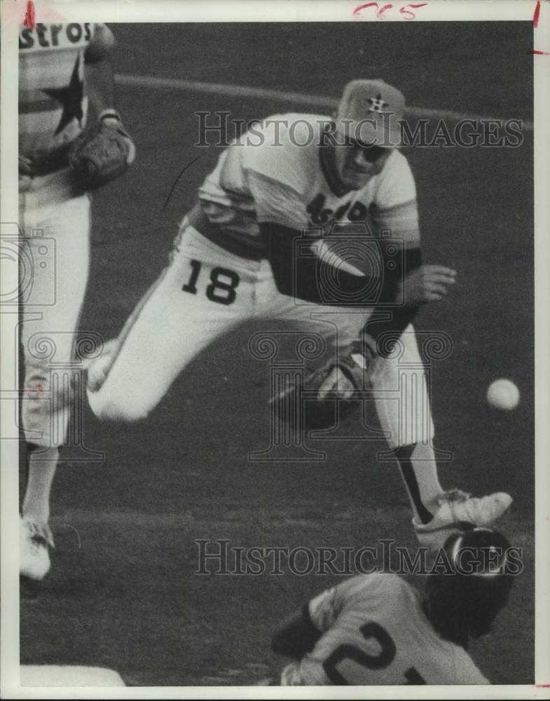 1977 Press Photo Houston Astros baseball player Art Howe turns a double play- Historic Images