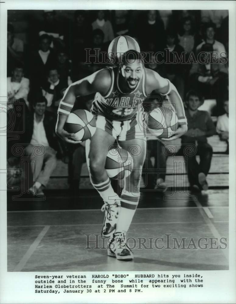 1988 Press Photo Harlem Globetrotters basketball player Harold "Bobo" Hubbard- Historic Images