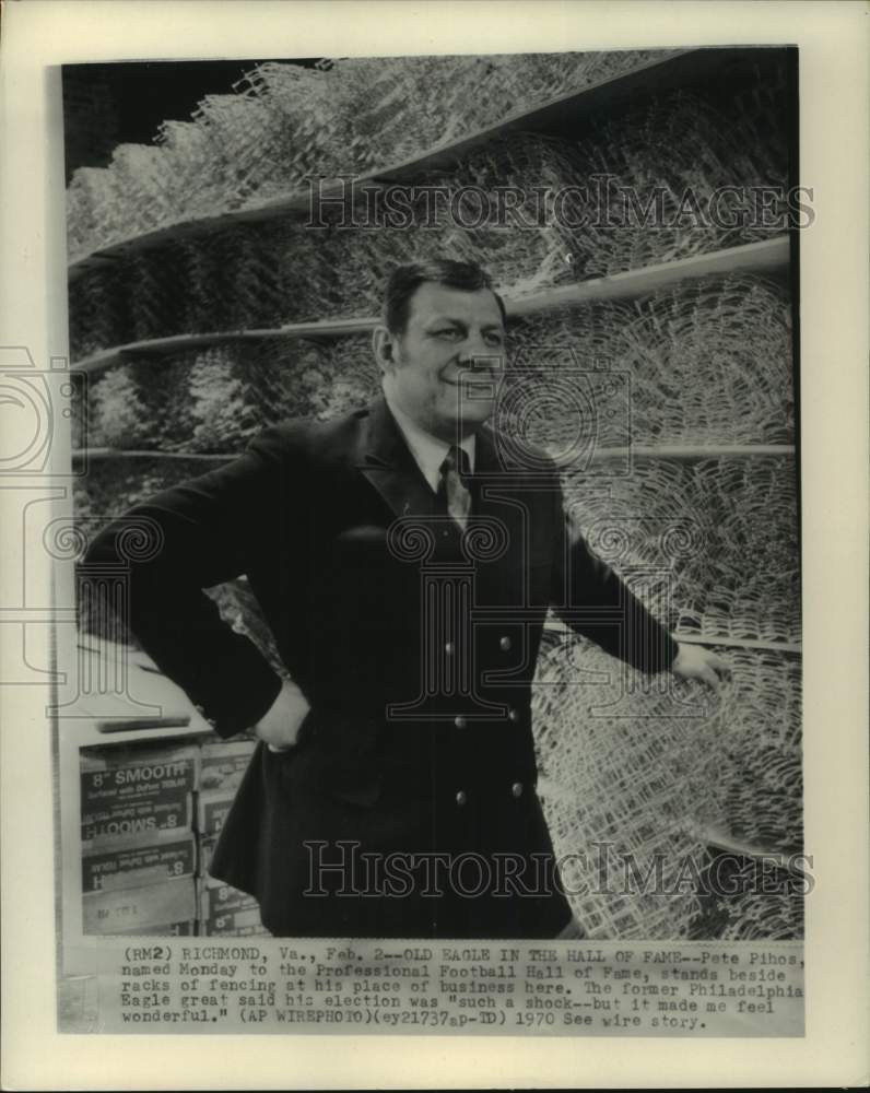 1970 Press Photo Philadelphia Eagles football player Pete Pihos in Richmond, Va.- Historic Images