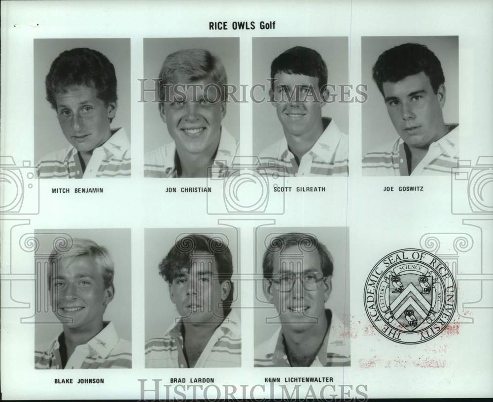 1987 Press Photo Rice University Owls Golf Team member photos - hcs23872- Historic Images