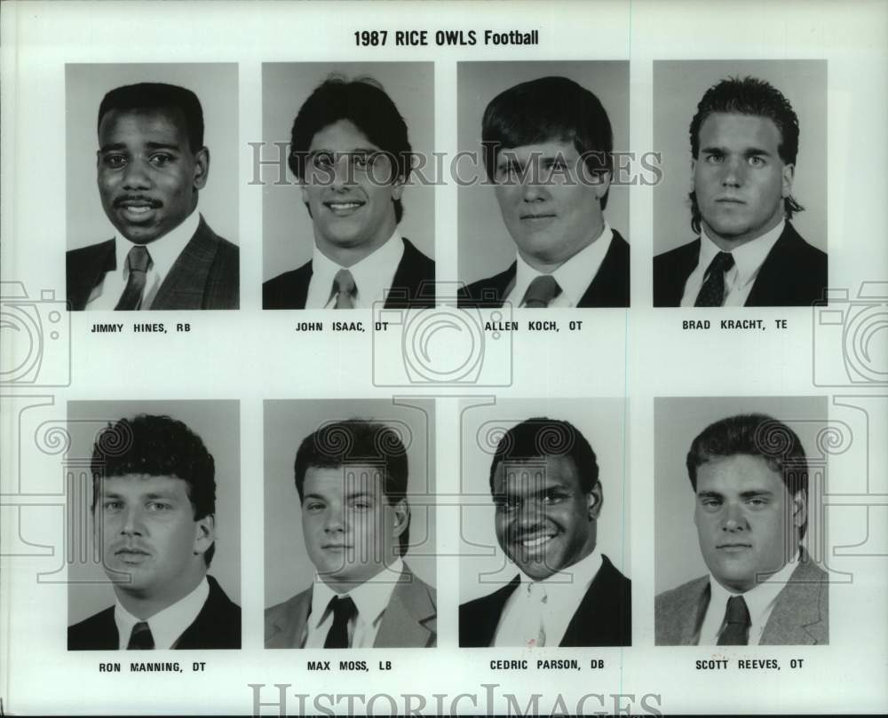 1987 Press Photo 1987 Rice University Owls football team member photos- Historic Images